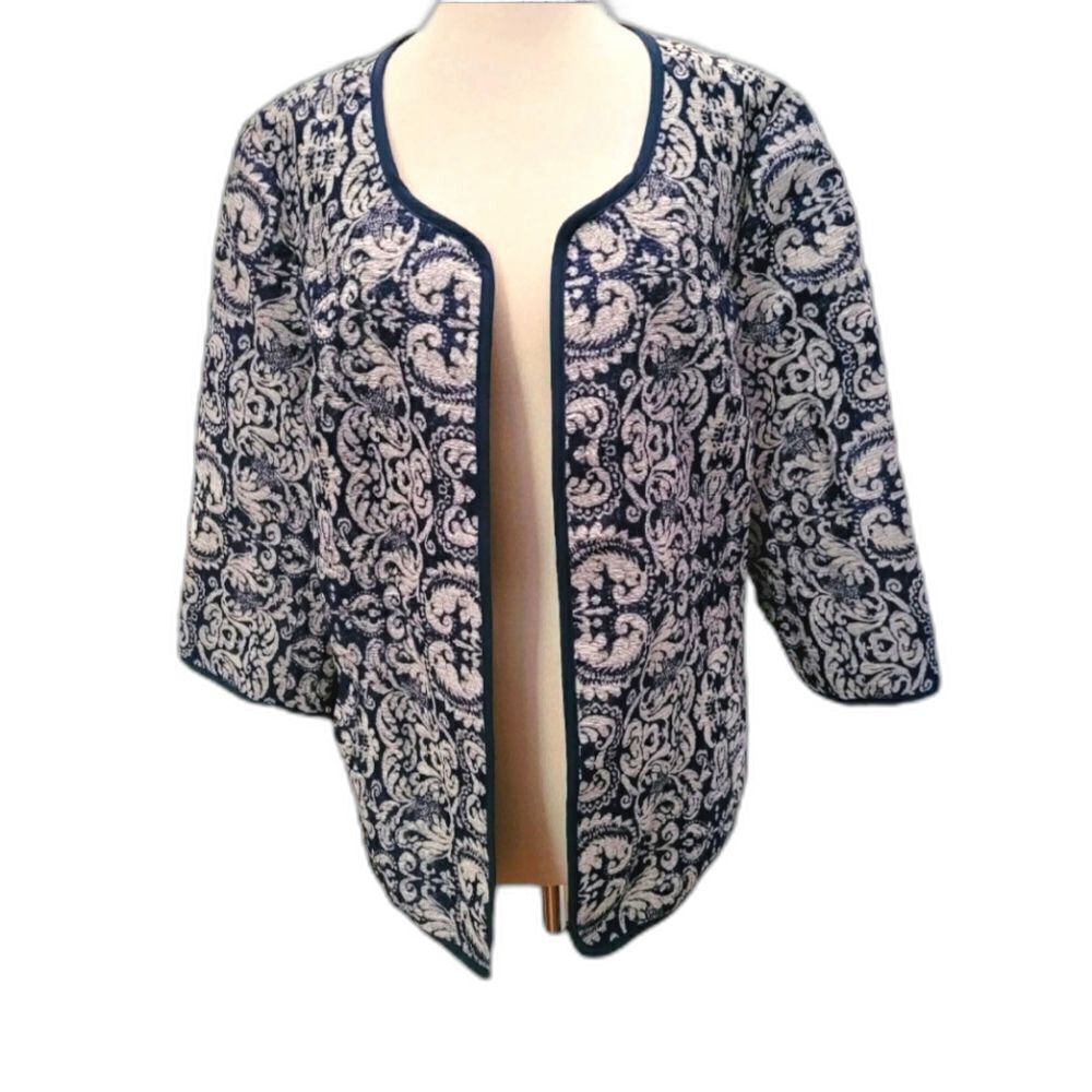 ColdWater Creek Tapestry Open Front Jacket